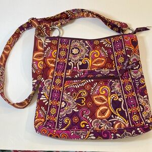 Vera Bradley Safari Sunset Purple and Orange Floral Crossbody Bag